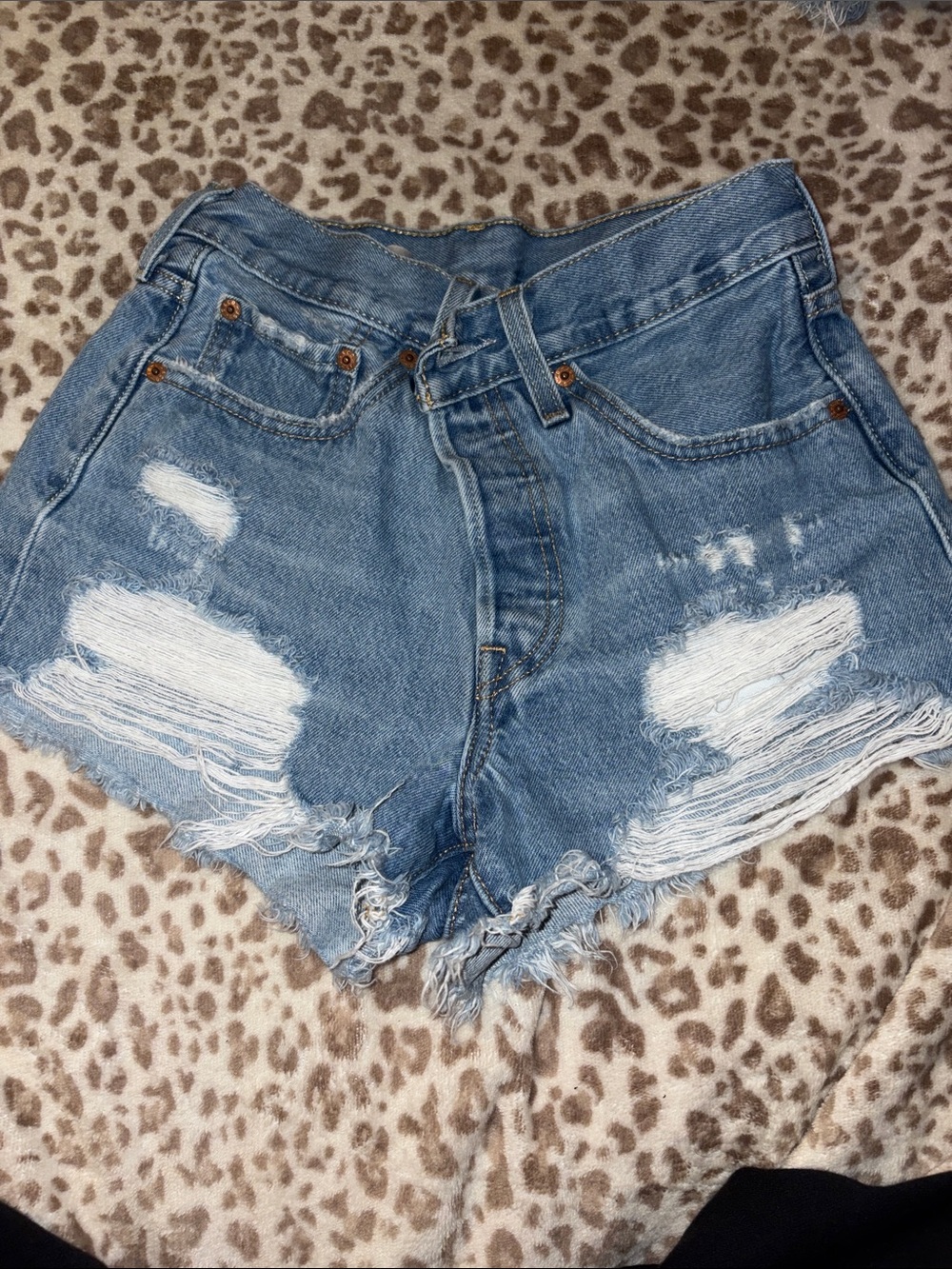 Levi's Light Blue Distressed Denim Cutoff Shorts